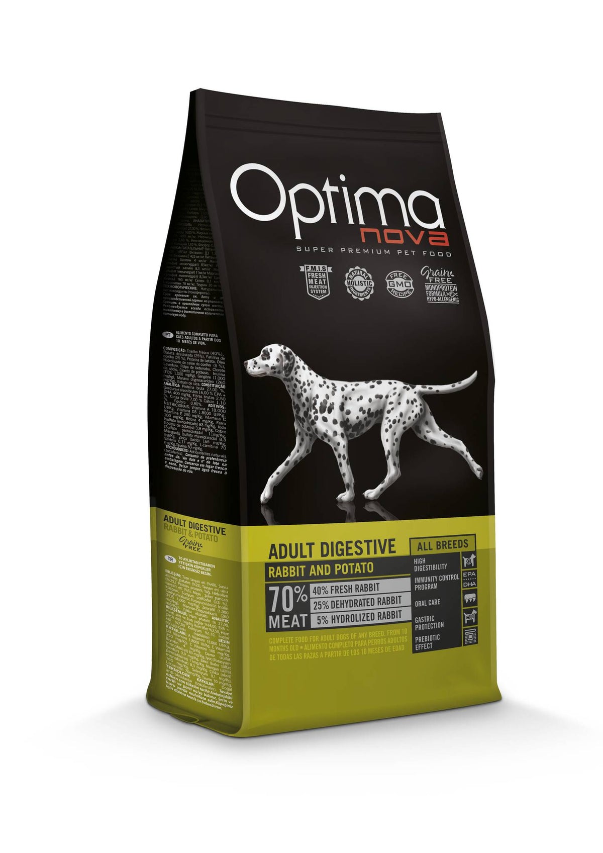 Ξηρά Τροφή Σκύλου Optimanova Grain Free Adult Digestive Rabbit & Potato 2kg με κουνέλι