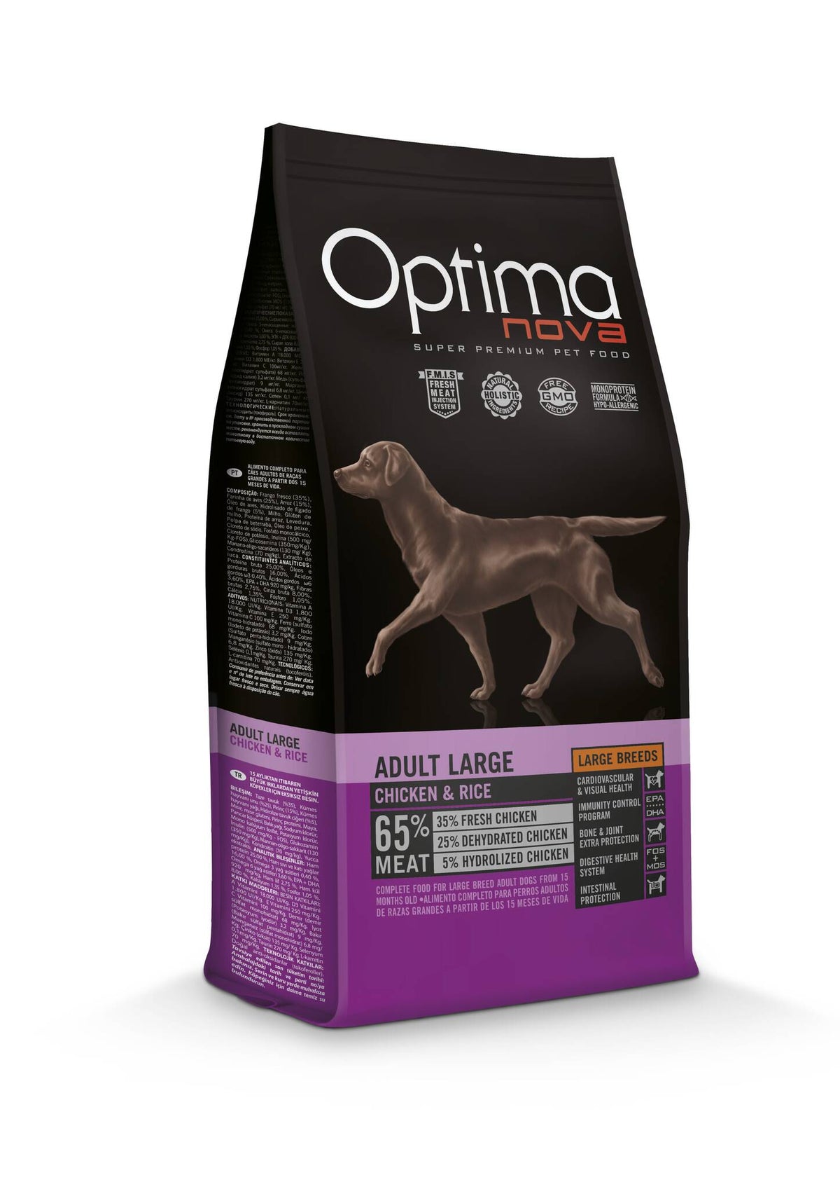 Ξηρά Τροφή Σκύλου Optimanova Adult Large Chicken & Rice 12kg με κοτόπουλο
