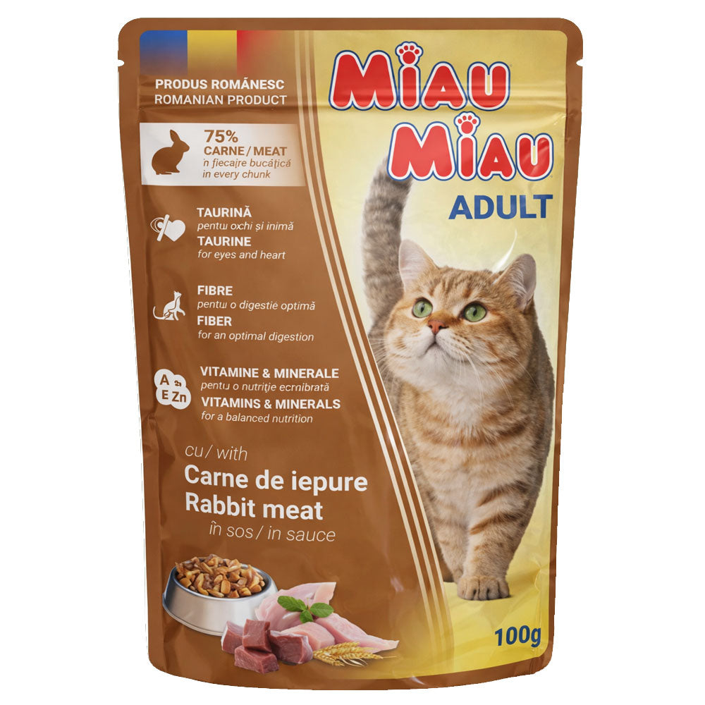 Υγρή Τροφή Γάτας Miau Miau Adult Rabbitt σε Σάλτσα 100gr 3+1 ΔΩΡΟ