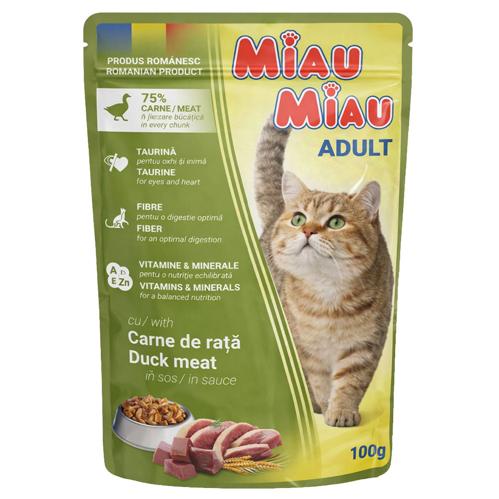 Υγρή Τροφή Γάτας Miau Miau Adult Duck σε Σάλτσα 100gr 3+1 ΔΩΡΟ