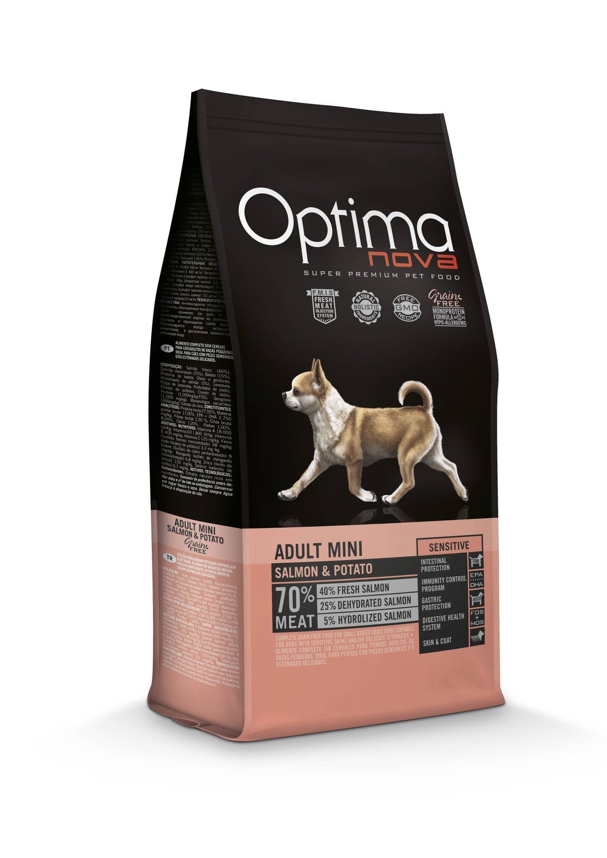 Ξηρά Τροφή Σκύλου Optimanova Dog Grain Free Adult Mini Salmon & Potato 2kg με σολομό