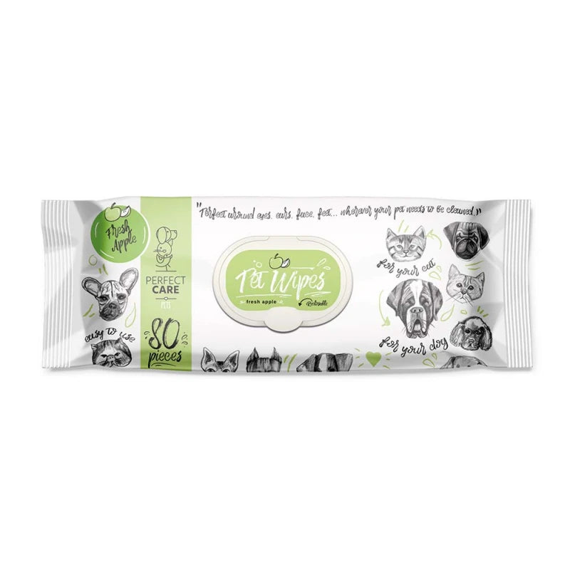 Μαντηλάκια Καθαρισμού Σκύλου και Γάτας Perfect Care Fresh Apple 80 τεμάχια με Χλωρεξιδίνη