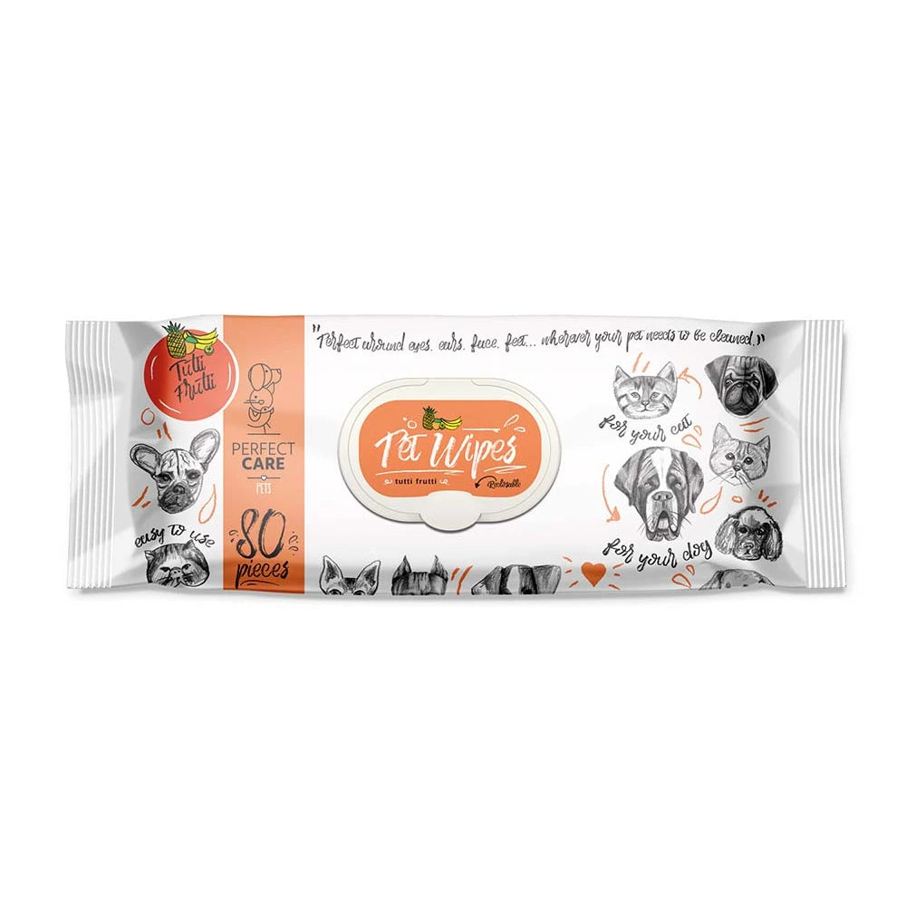 Μαντηλάκια Καθαρισμού Σκύλου και Γάτας Perfect Care Tutti Frutti 80 τεμάχια