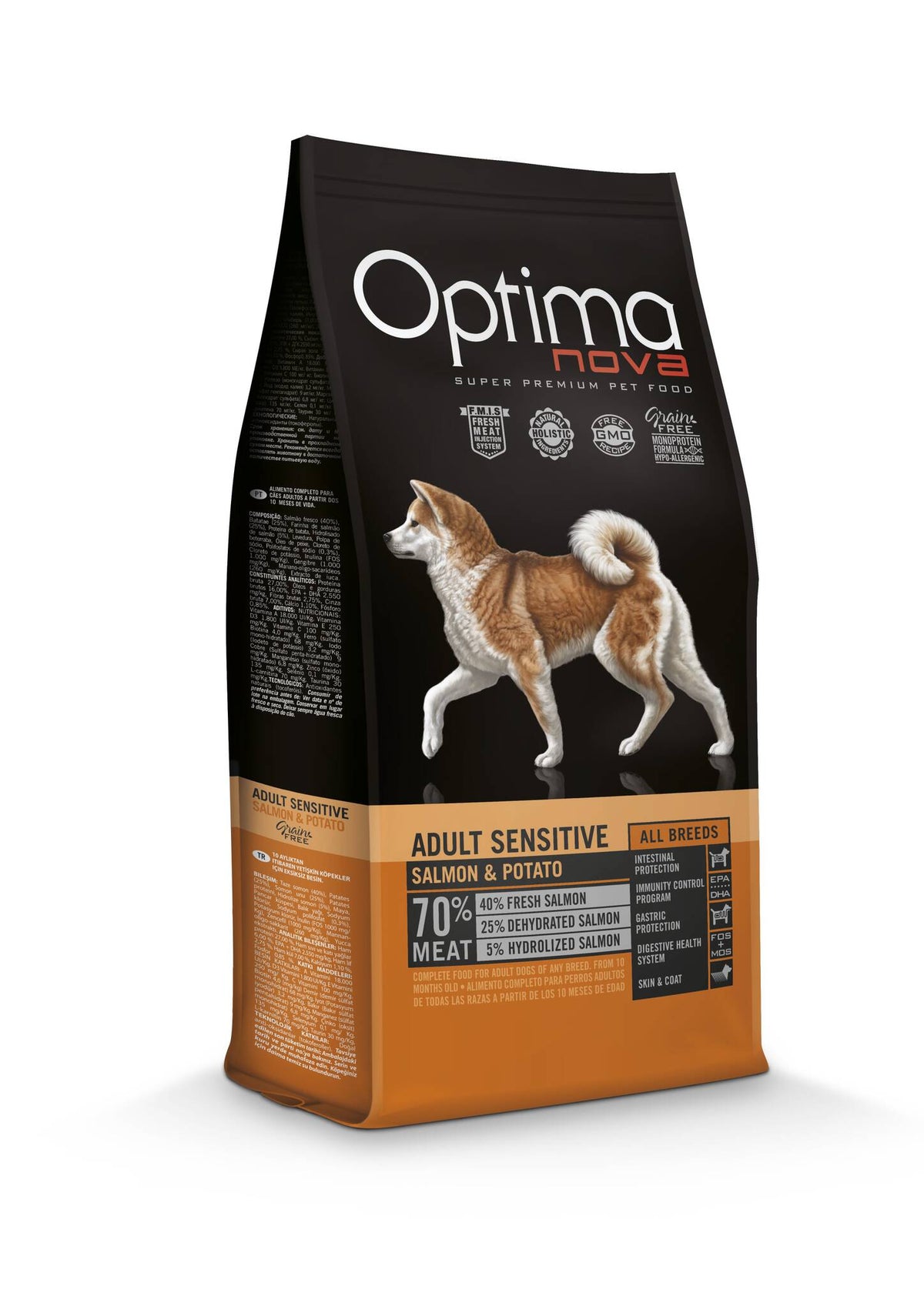 Ξηρά Τροφή Σκύλου Optimanova Grain Free Adult Sensitive Salmon & Potato 12kg με σολομό
