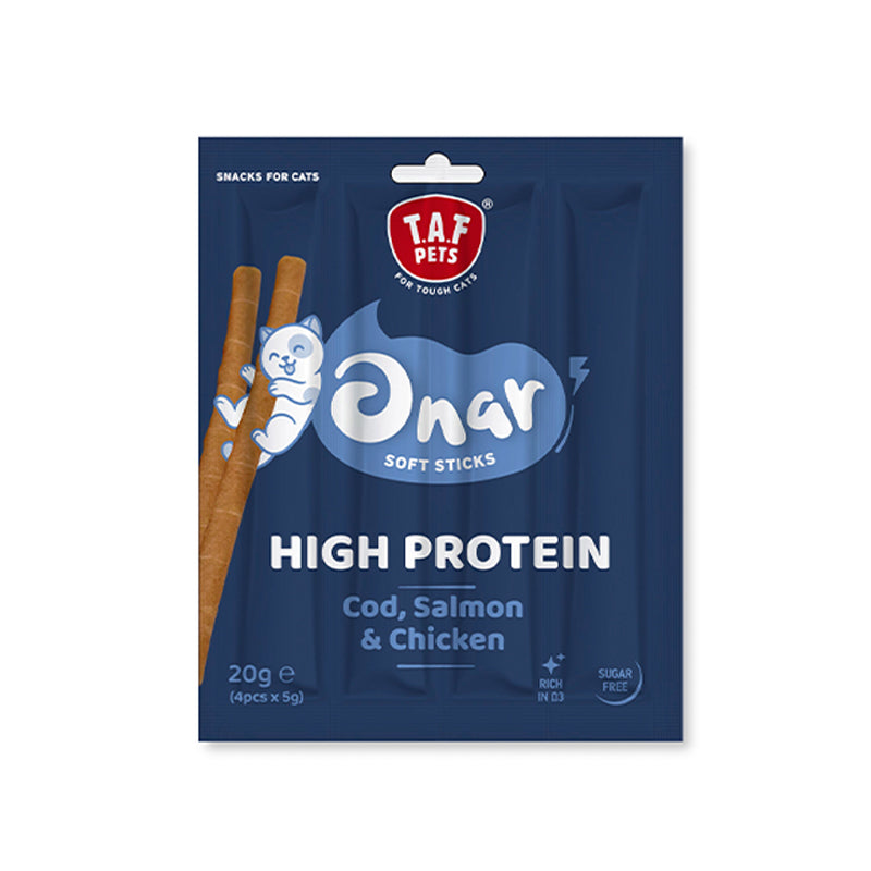 Λιχουδιά Γάτας Taf Pets- Onar Soft Sticks Cod, Salmon & Chicken 20gr