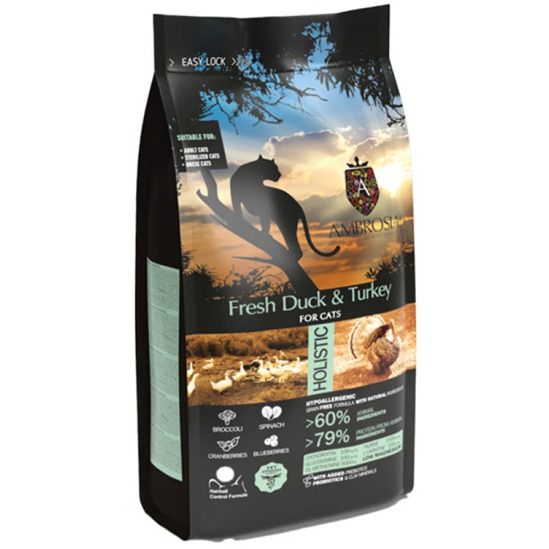 Ξηρά Τροφή Γάτας Ambrosia Grain Free Cat Adult Sterilized Fresh Duck and Turkey 1,5Kg