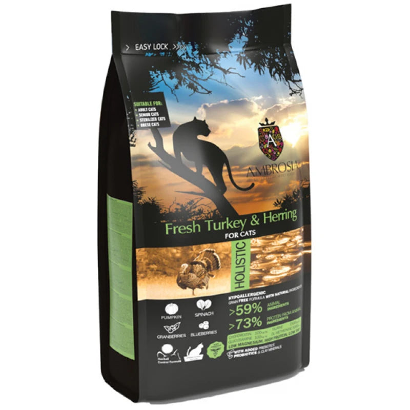 Ξηρά Τροφή Γάτας Ambrosia Grain Free Cat Adult Sterilized Fresh Turkey & Herring 1,5kg