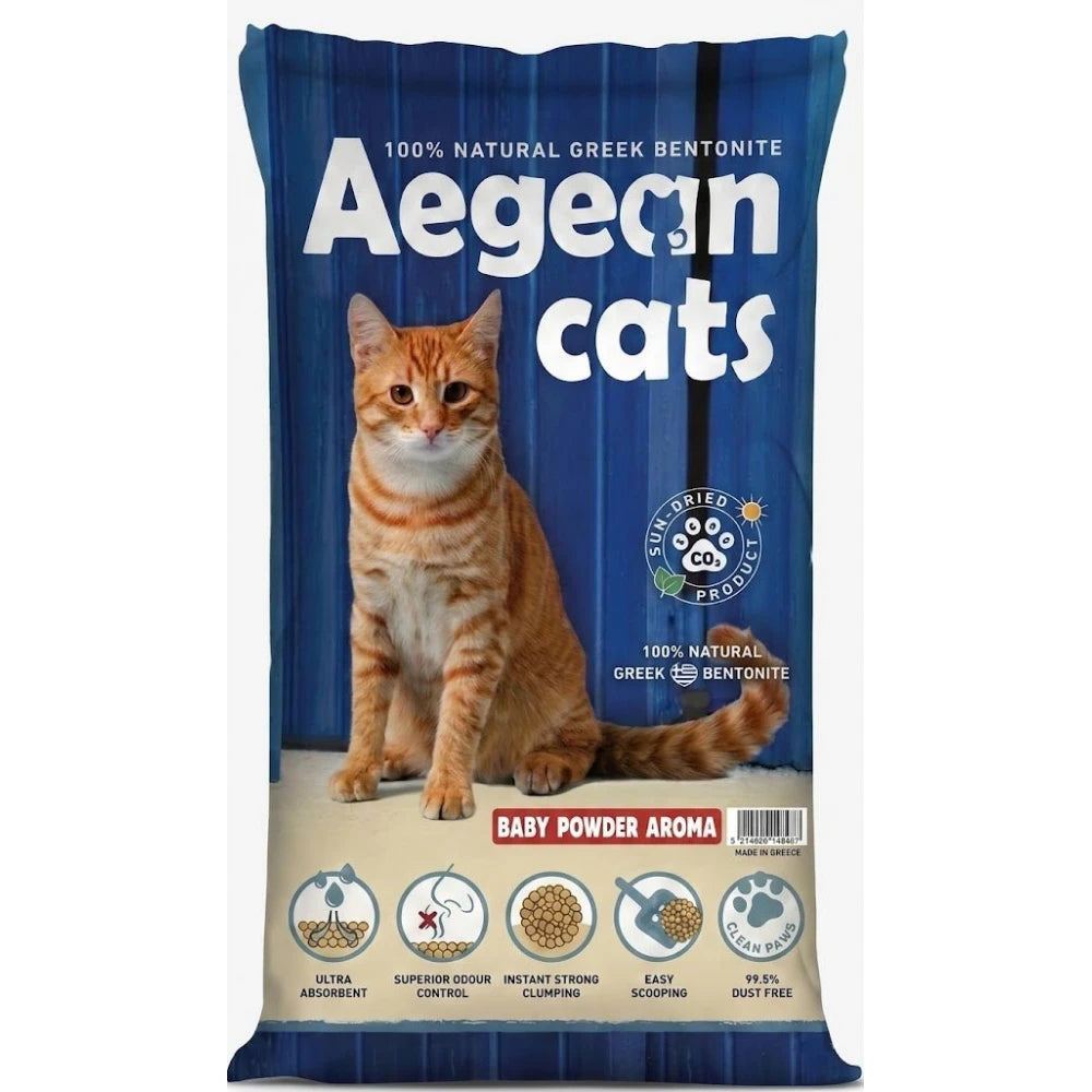 Άμμος Γάτας Aegean Cats με Φυσικό Μπετονίτη 20kg Baby Powder