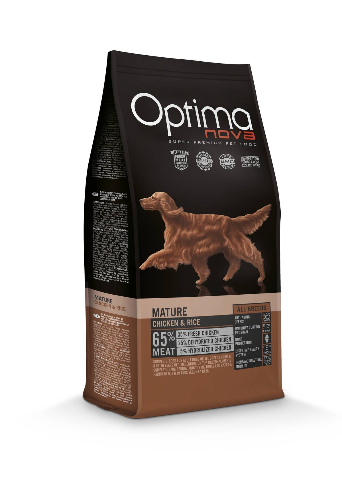 Ξηρά Τροφή Σκύλου Optimanova Adult Mature Chicken & Rice 12kg με κοτόπουλο