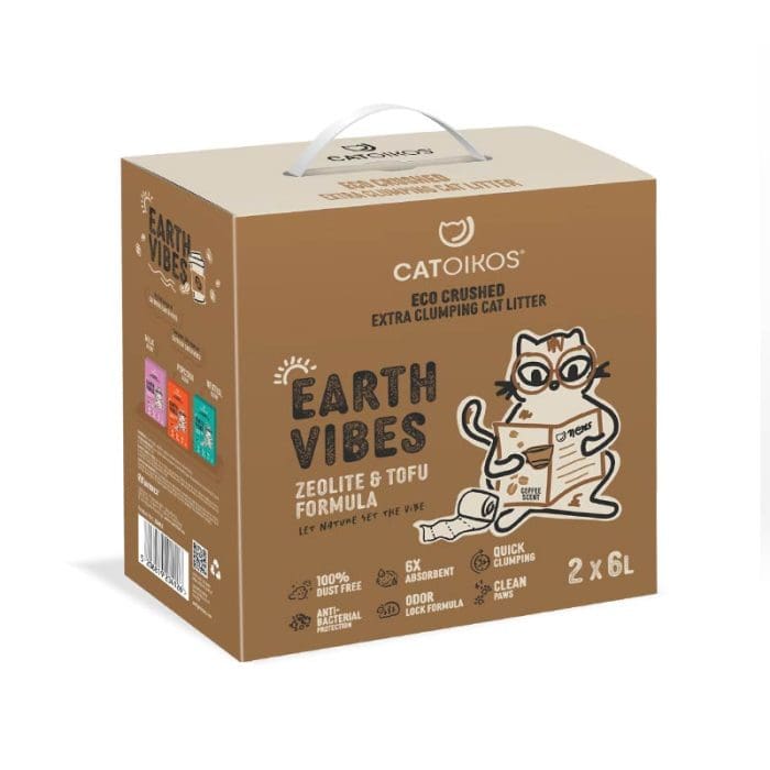 Άμμος Γάτας Catoikos “Earth Vibes” Tofu & Zeolite Litter-Coffee Scent 12lt (2x6lt)