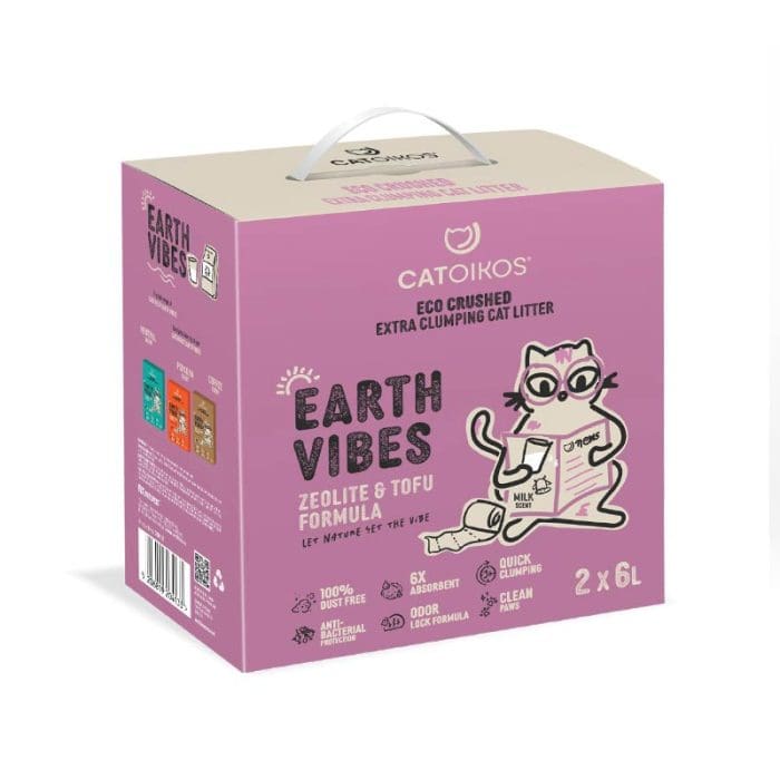Άμμος Γάτας Catoikos “Earth Vibes” Tofu & Zeolite Litter-Milk Scent 12lt (2x6lt)