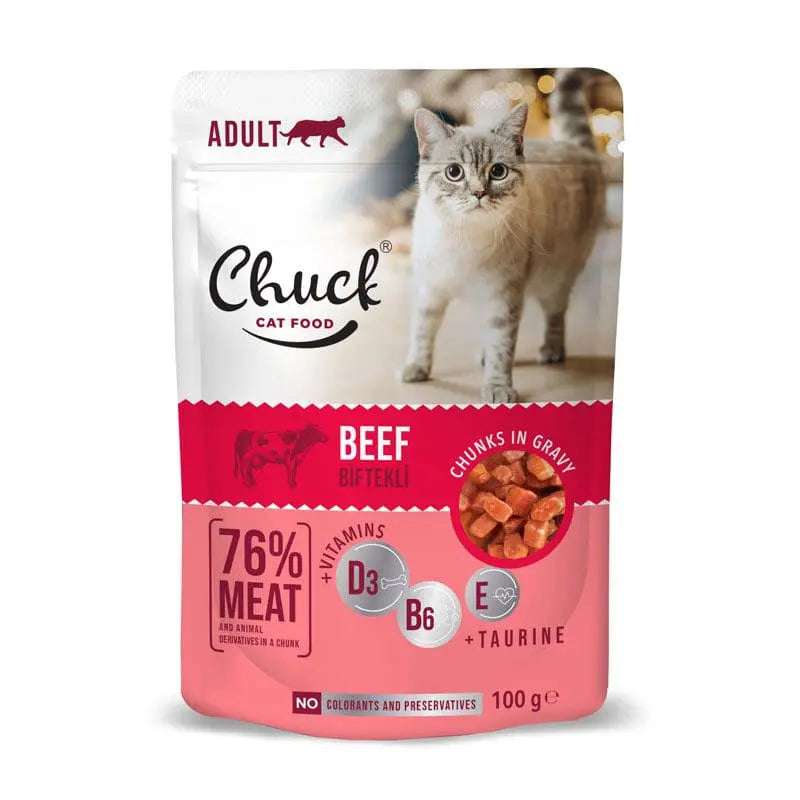 Υγρή Τροφή Γάτας Chuck Pouch Cat Beef 100gr
