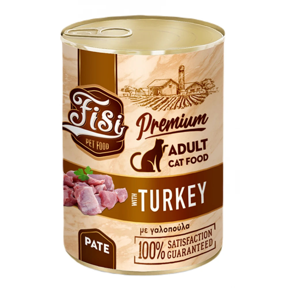 Υγρή Τροφή Γάτας Fisi Cat Adult Γαλοπούλα Pate 400gr