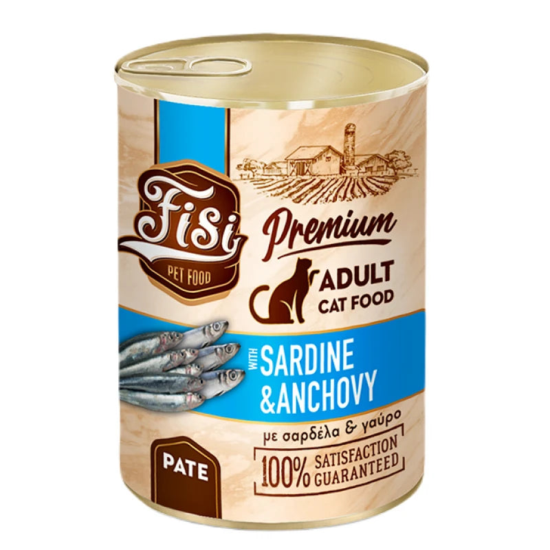 Υγρή Τροφή Γάτας Fisi Cat Adult Πατέ με Γαύρο & Σαρδέλα 400 g