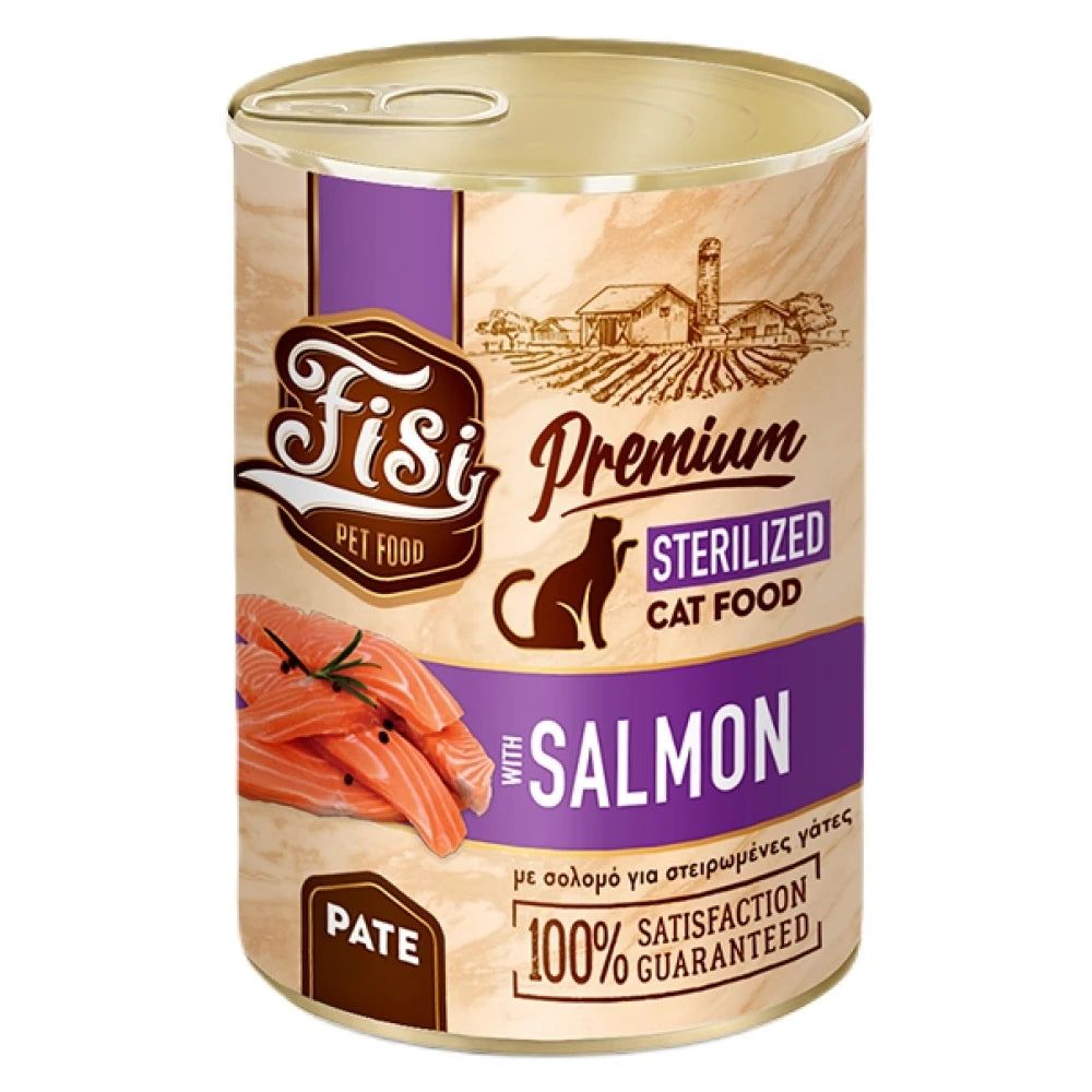 Υγρή Τροφή Γάτας Fisi Cat Adult Sterilised Σολομός Pate 400gr