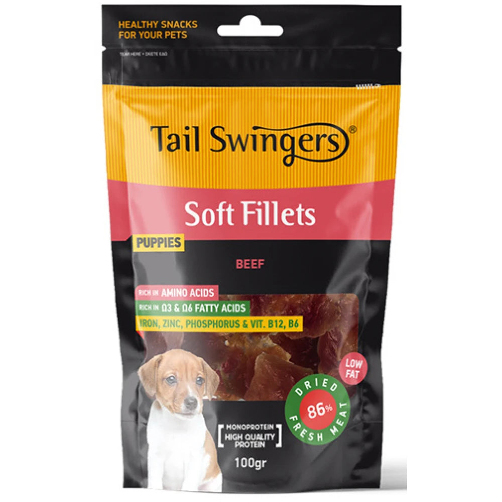 Λιχουδιά Σκύλου Pet Interest Tailswingers Puppy Pure Beef Soft Fillets 100gr για Κουτάβια