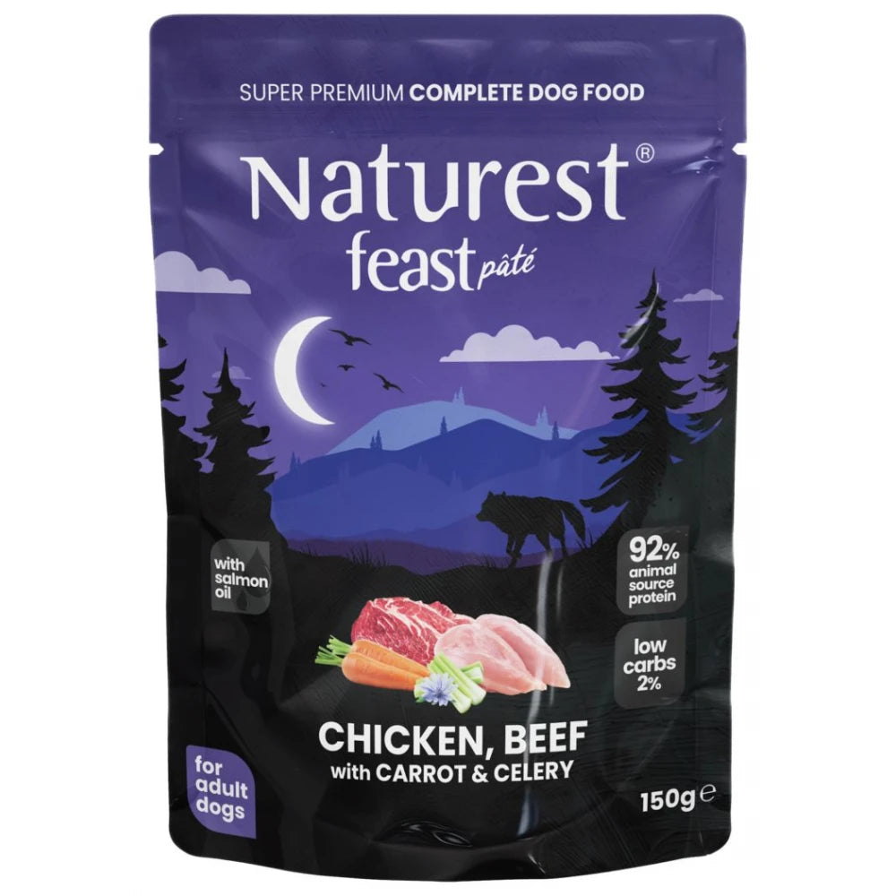 Υγρή Τροφή Σκύλου Naturest Pouch Feast Adult Chicken, Beef with Carrot & Celery 150gr