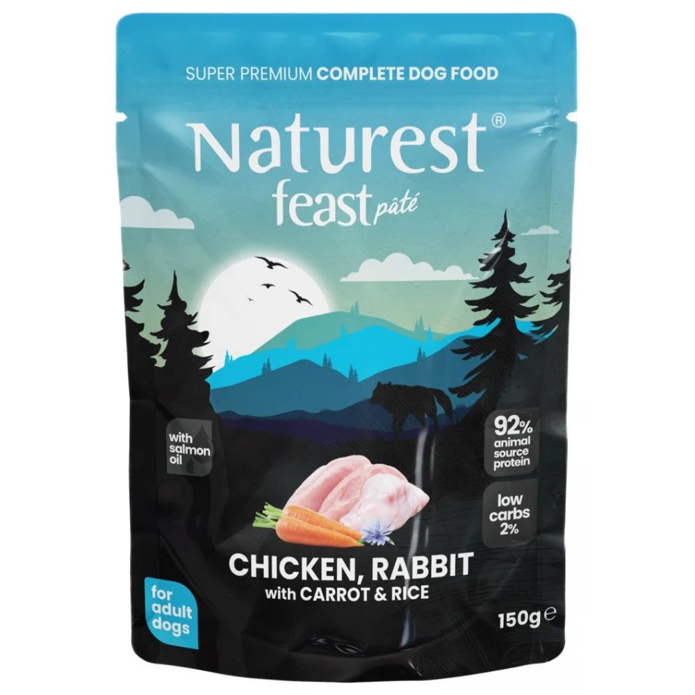 Υγρή Τροφή Σκύλου Naturest Pouch Feast Adult Chicken, Rabbit & Carrot 150gr