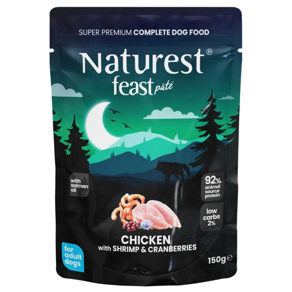 Υγρή Τροφή Σκύλου Naturest Pouch Feast Adult Chicken with Shrimp & Cranberries 150gr