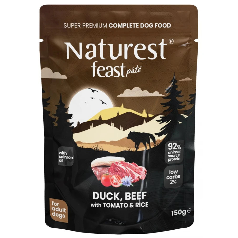 Υγρή Τροφή Σκύλου Naturest Pouch Feast Adult Duck, Beef & Tomato 150gr