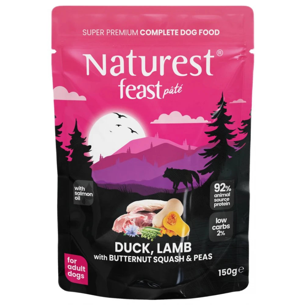Υγρή Τροφή Σκύλου Naturest Pouch Feast Adult Duck, Lamb & Butternut Squash 150gr