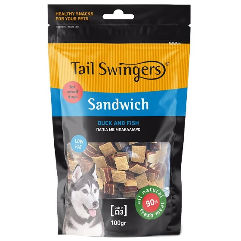 Λιχουδιές Σκύλου Pet interest Tailswingers Σάντουιτς με Πάπια και Ψάρι 100gr Small Bites