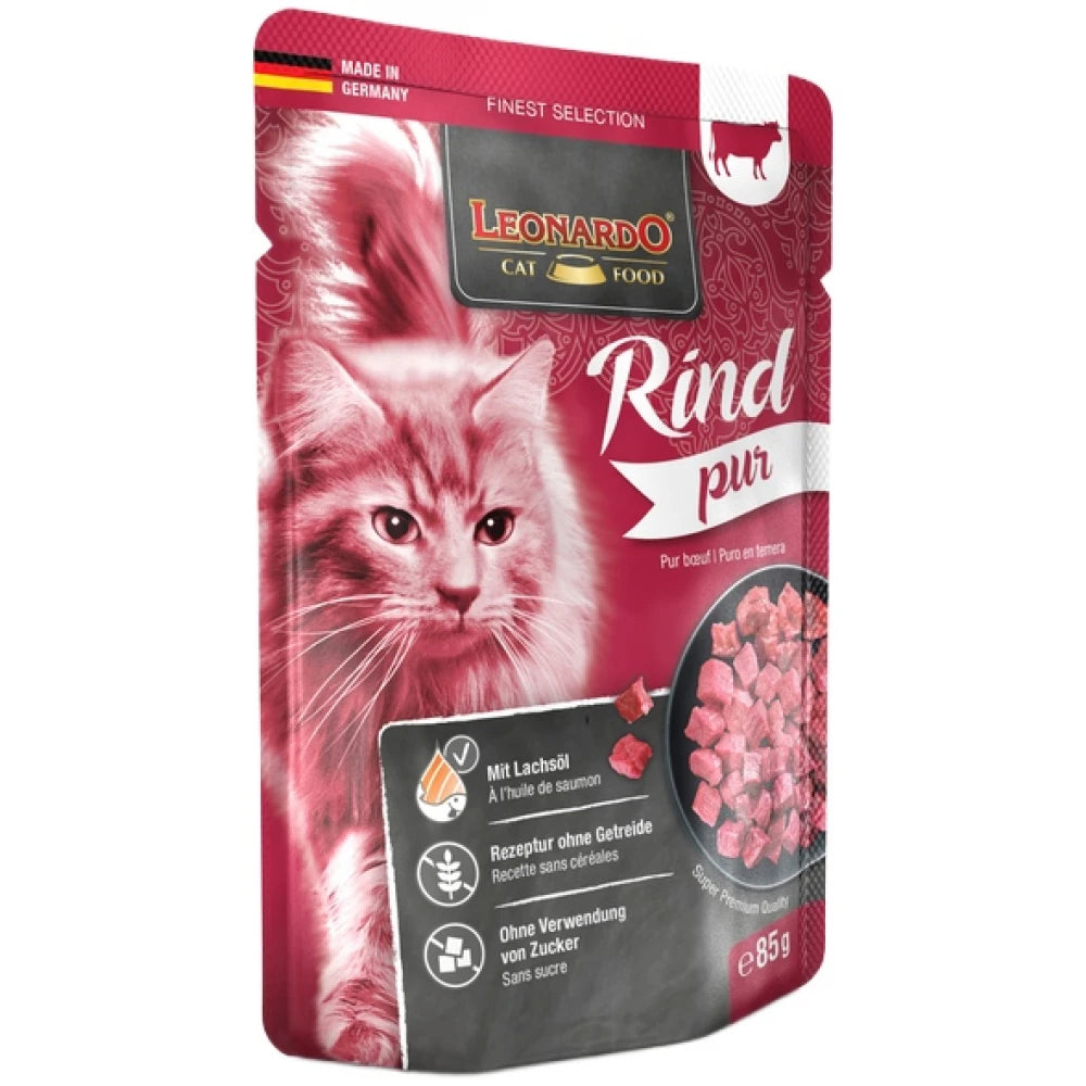 Υγρή Τροφή Γάτας Leonardo Φακελάκι Cat Βοδινό 85gr