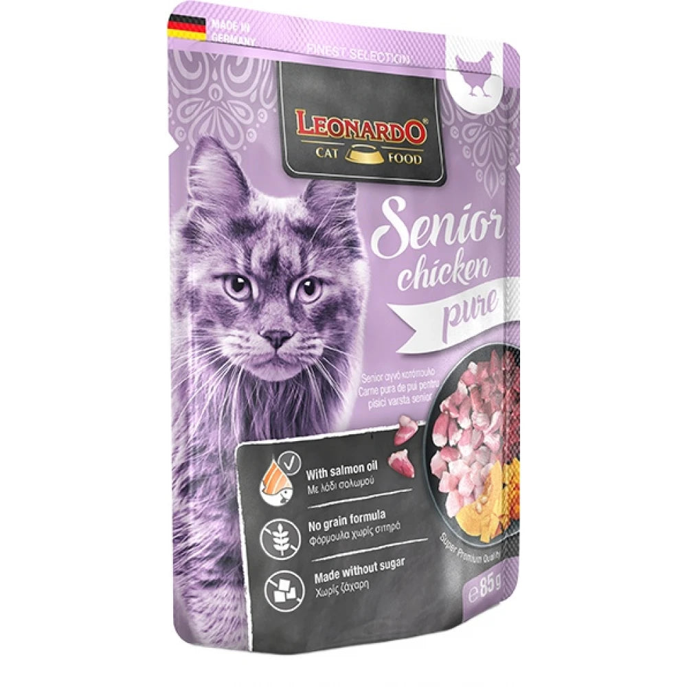 Υγρή Τροφή Φακελάκι Γάτας Leonardo Senior Chicken 85gr