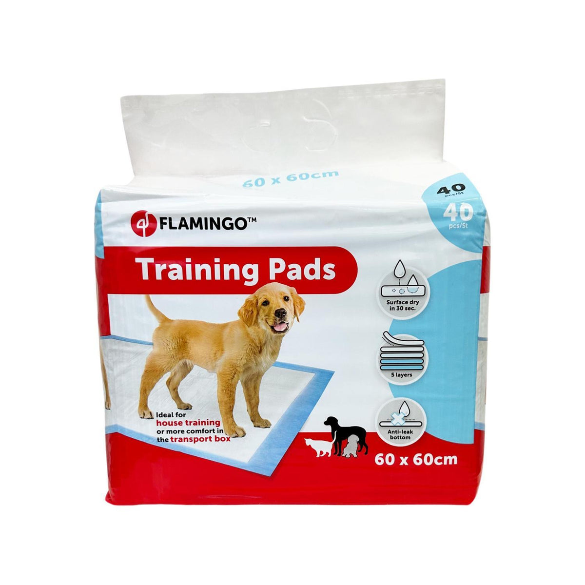 Εκπαιδευτικές Πάνες Flamingo Πάνες Puppy Training Pad Mat White Medium 40pcs 60x60cm