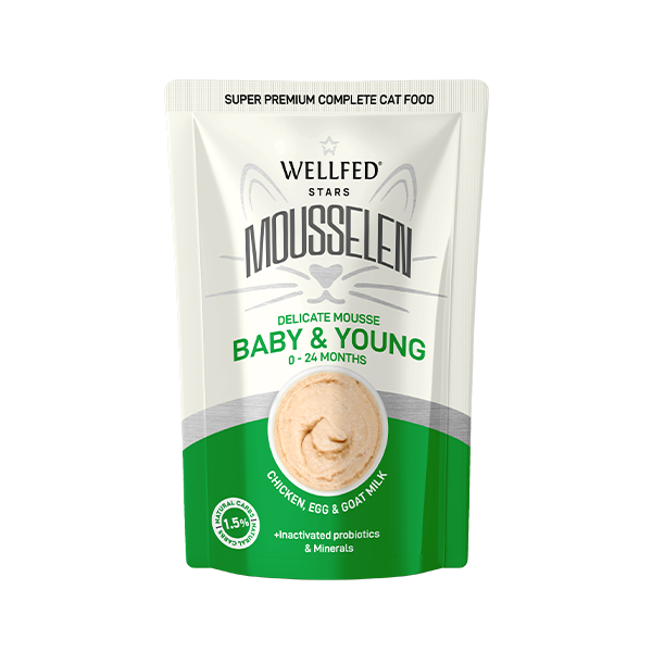 Υγρή Τροφή Γάτας WELLFED MOUSSELEN BABY & YOUNG 40gr