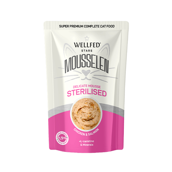 Υγρή Τροφή Γάτας WELLFED MOUSSELEN STER.CHICKEN & SALMON 40gr