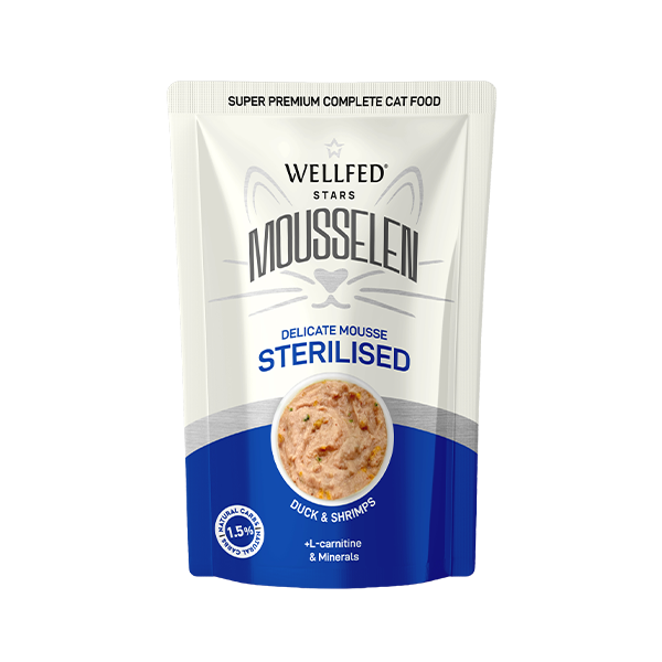 Υγρή Τροφή Γάτας WELLFED MOUSSELEN STER.DUCK & SHRIMPS 40gr