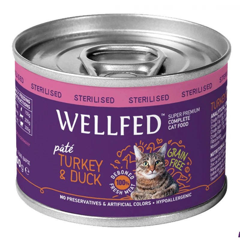 Υγρή Τροφή Γάτας Wellfed Cat για Στειρωμένες Γάτες Γαλοπούλα και Πάπια 200g