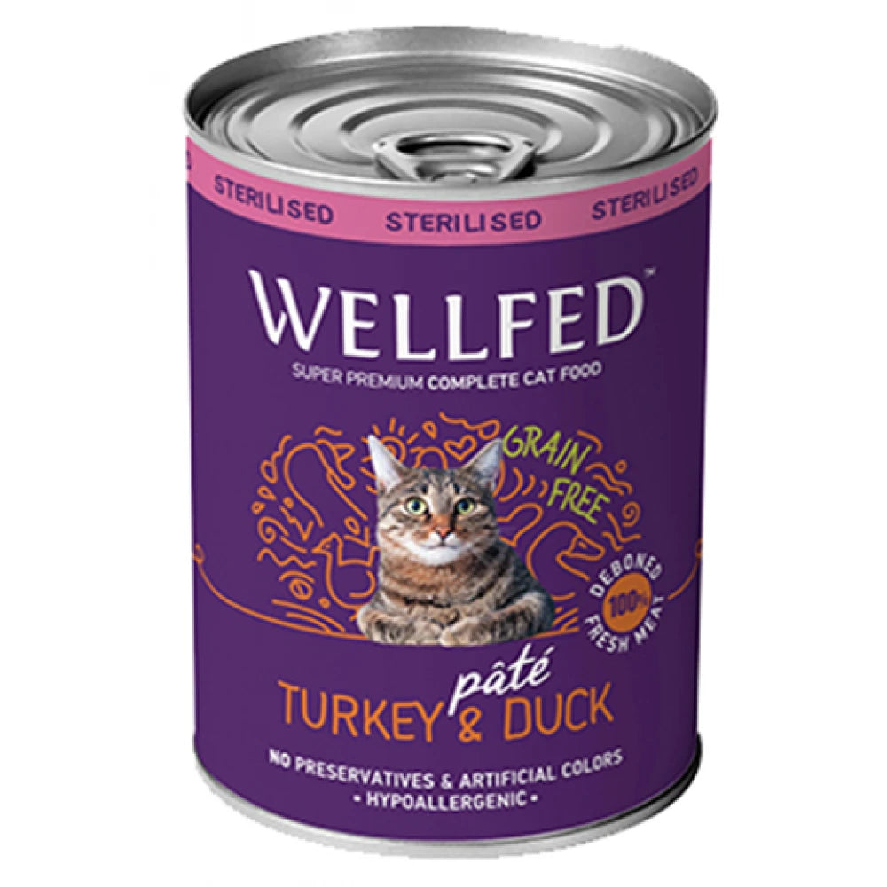 Υγρή Τροφή Γάτας Wellfed Sterilised Turkey and Duck Cat 400gr