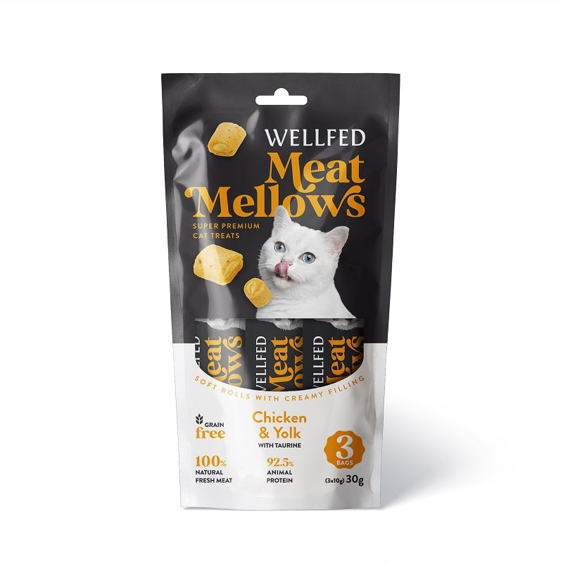 Λιχουδιά Γάτας Pet Interest Wellfed Meat Mellows Chicken and Yolk 30gr