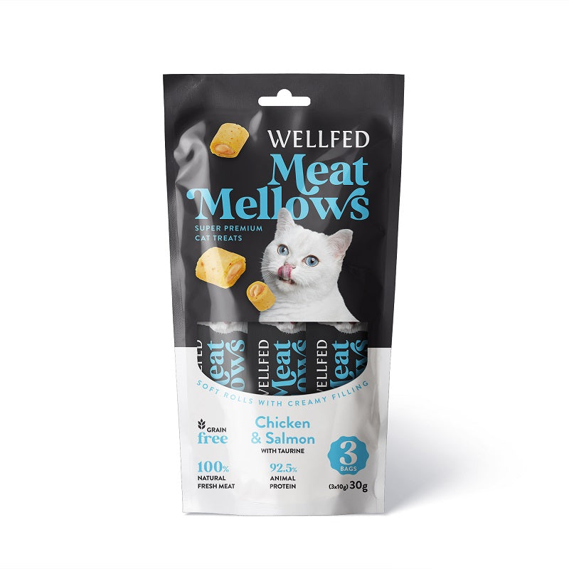 Λιχουδιά Γάτας Pet Interest Wellfed Meat Mellows Chicken and Salmon 30gr