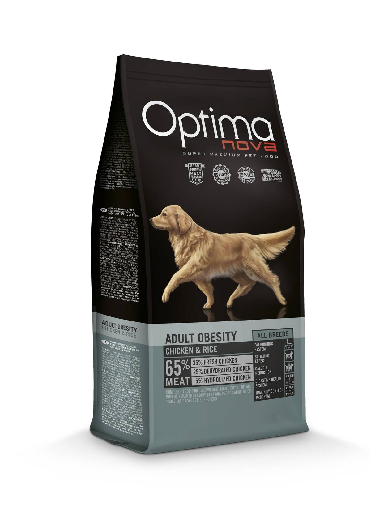 Ξηρά Τροφή Σκύλου Optimanova  Adult Obesity Chicken & Rice 2kg με κοτόπουλο