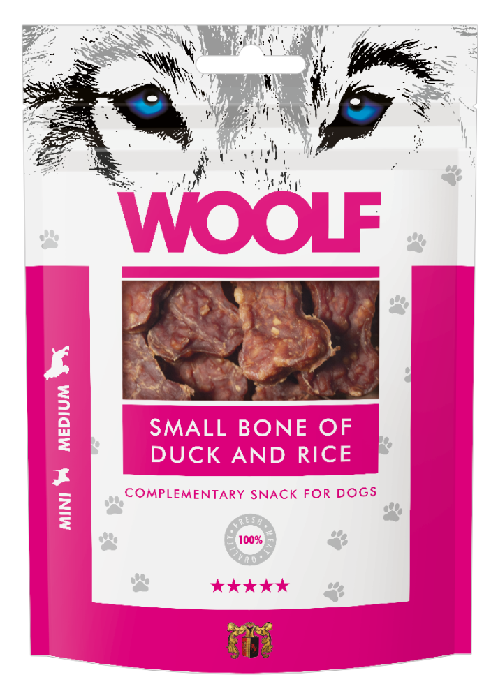 Λιχουδιά Σκύλου Woolf Small Bone Duck and Rice 100gr