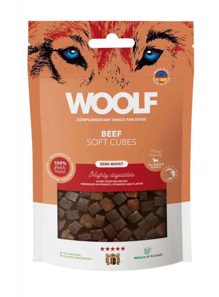 Λιχουδιά Σκύλου WOOLF Soft Cubes - BEEF (monoprotein) 100gr