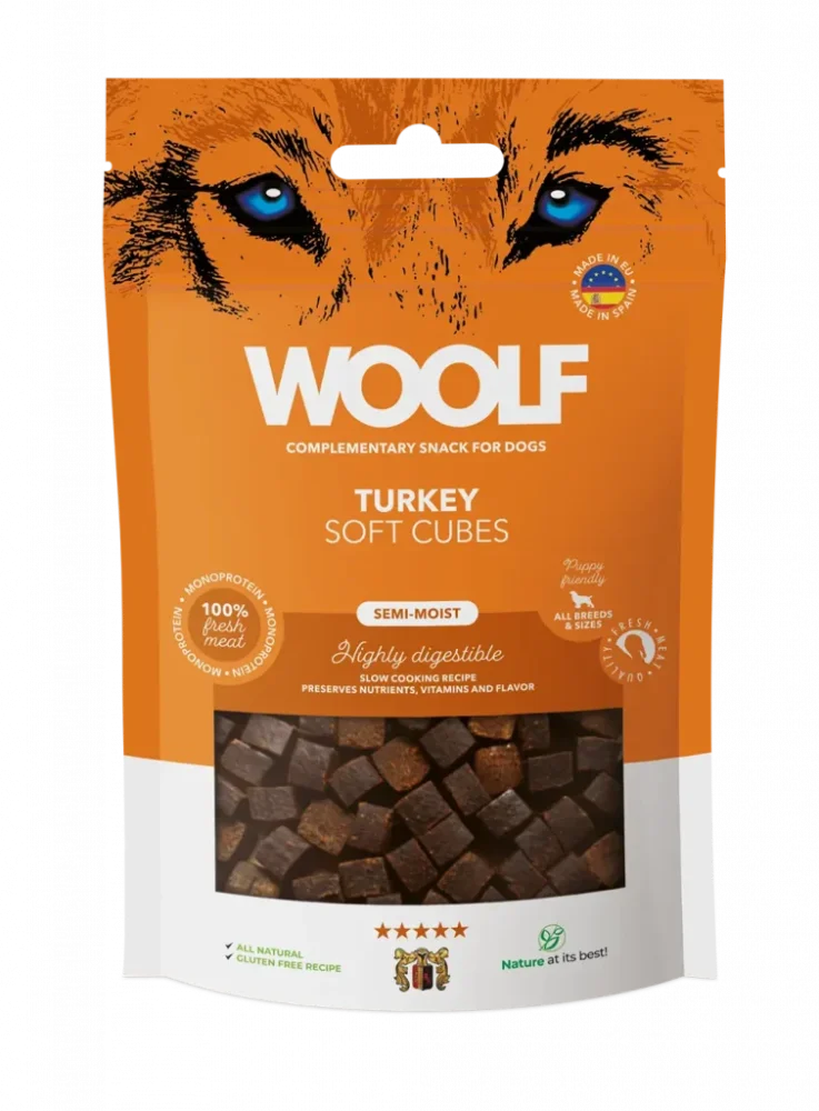 Λιχουδιά Σκύλου WOOLF Soft Cubes - TURKEY (monoprotein) 100gr