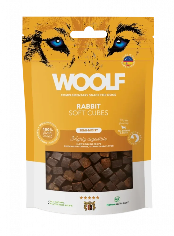 Λιχουδιά Σκύλου WOOLF Soft Cubes - RABBIT (monoprotein) 100gr