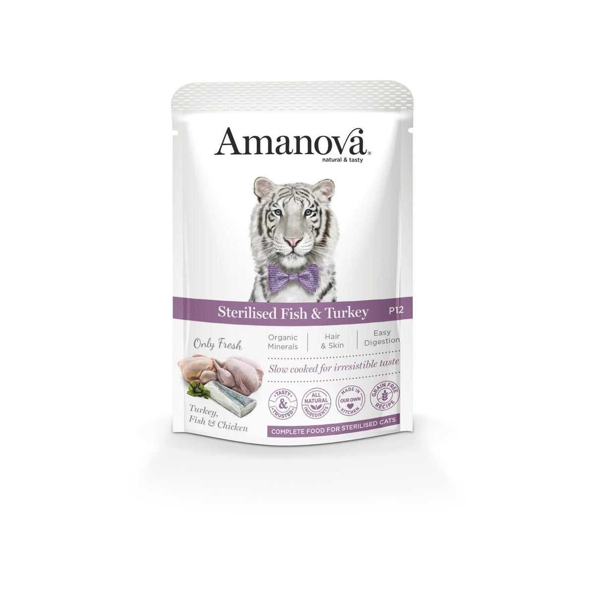 Υγρή Τροφή Γάτας Amanova Cat Adult Sterilised Fish and Turkey 85gr