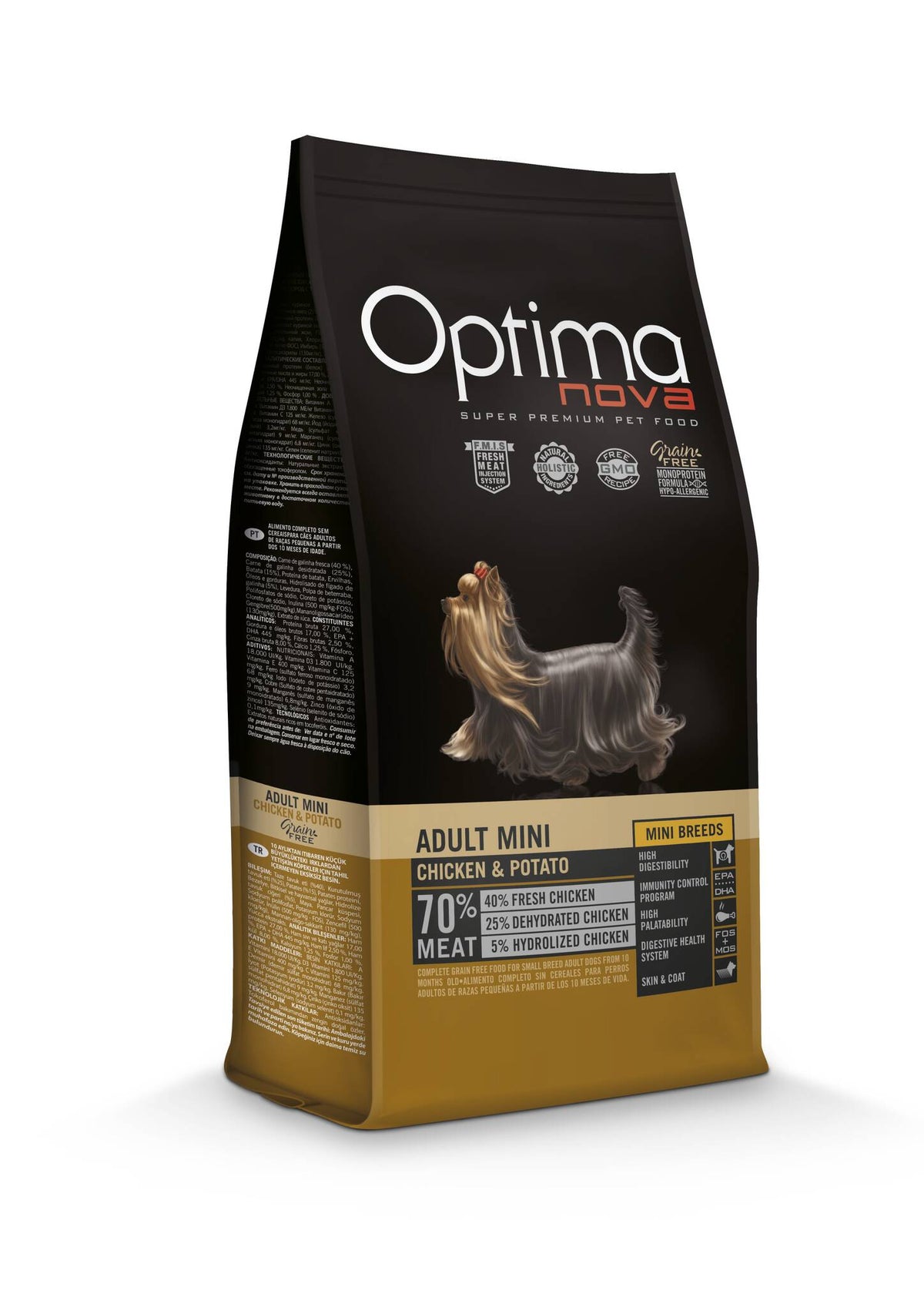 Ξηρά Τροφή Σκύλου Optimanova  Grain Free Adult Mini Chicken and Potato 6kg με κοτόπουλο