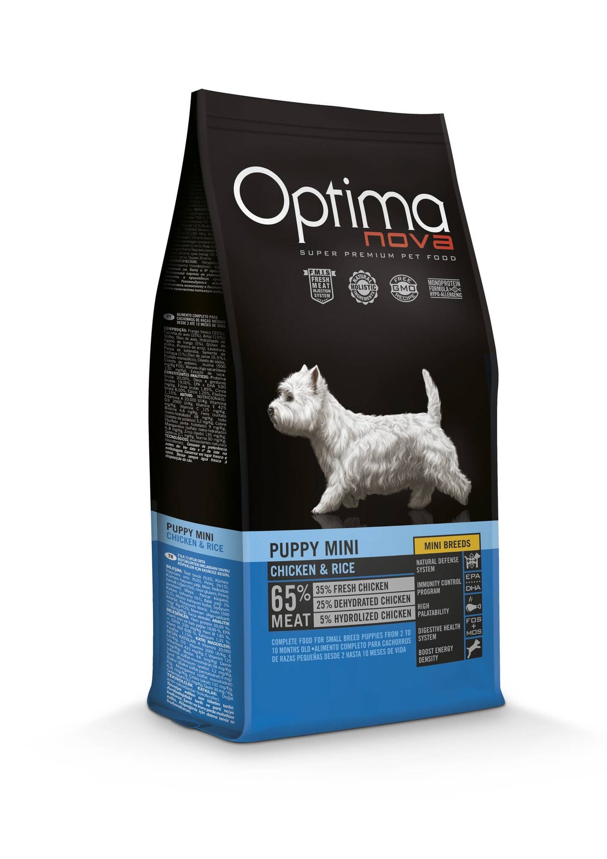 Ξηρά Τροφή Σκύλου Optimanova Puppy Mini Chicken & Rice 2kg  με κοτόπουλο