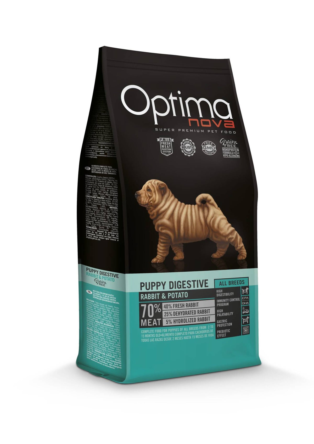 Ξηρά Τροφή Σκύλου Optimanova  Grain Free Puppy Digestive Rabbit & Potato 2kg με κουνέλι