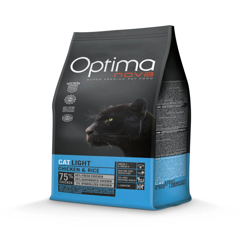 Ξηρά Τροφή Γάτας Optimanova Cat Light Chicken & Rice 2 kg