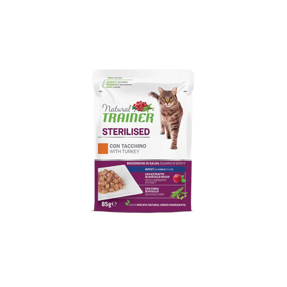 Υγρή Τροφή Γάτας Natural Trainer Adult Sterilised Γαλοπούλα 85gr