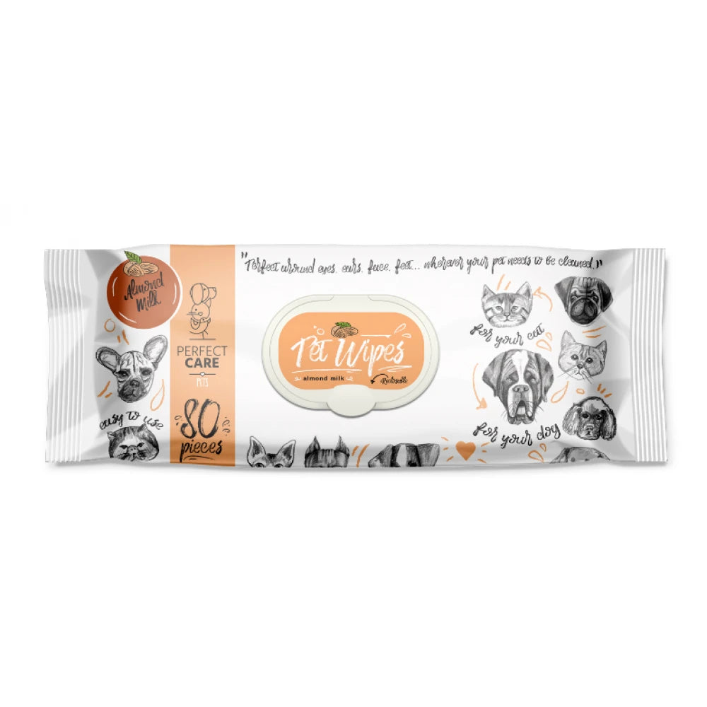 Μαντηλάκια Καθαρισμού Σκύλου και Γάτας Perfect Care Almond Milk 80 Τεμάχια