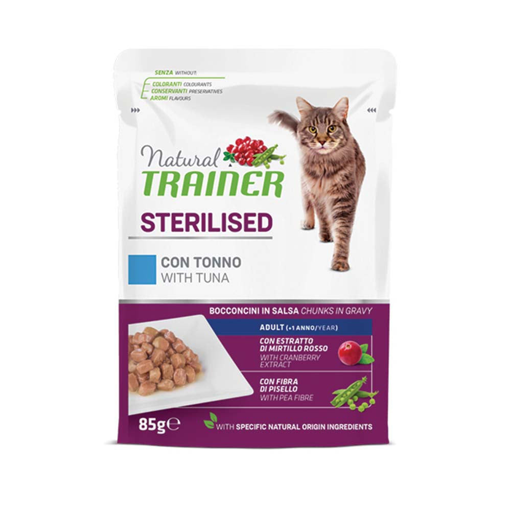 Υγρή Τροφή Γάτας Natural Trainer Cat Adult Sterilized Pouches 85gr Τόνος