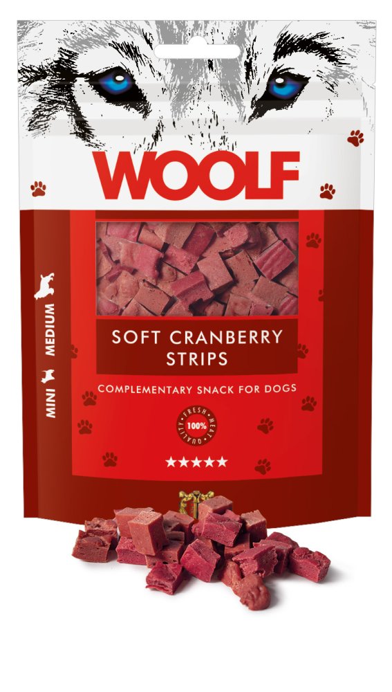 Λιχουδιά Σκύλου Woolf Soft Cranberry Strips 100gr